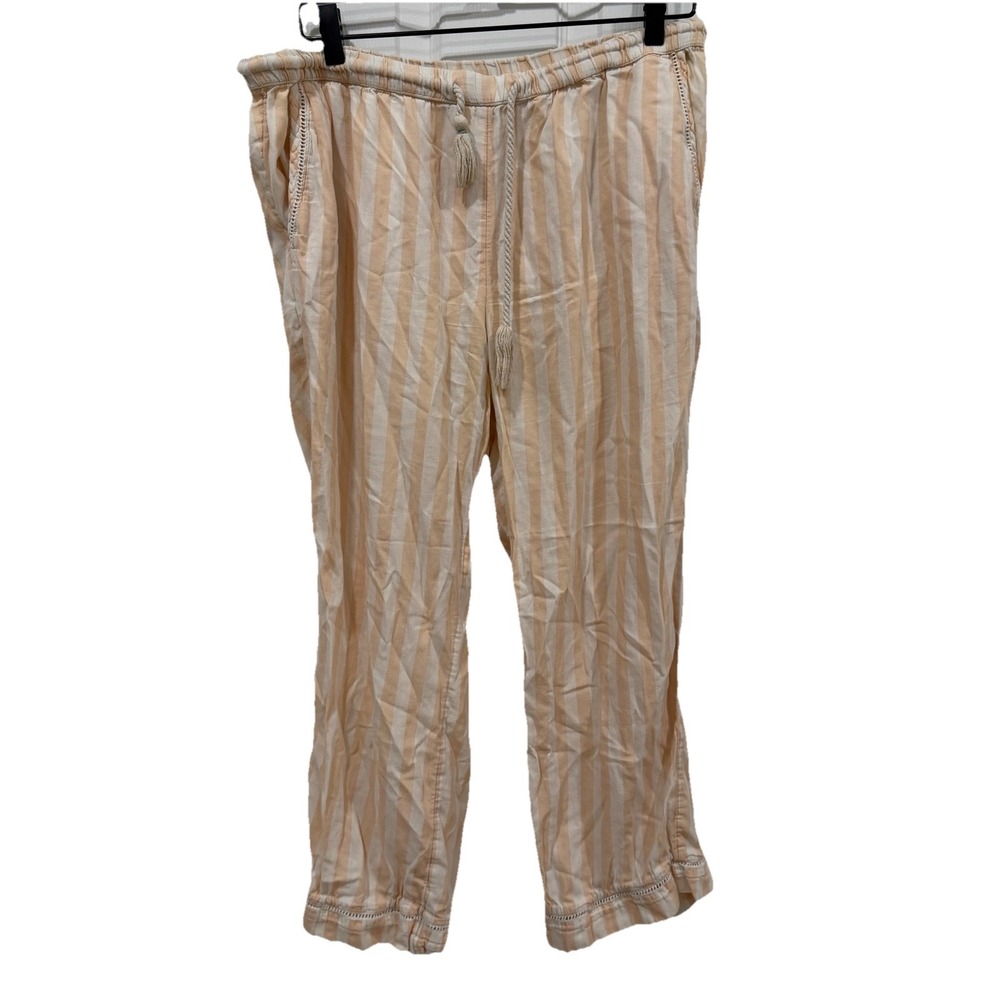 Women's PACT drawstring Pants Striped Size Large L Organic Cotton Lounge